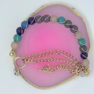 Handmade multicolored lava stone bracelet